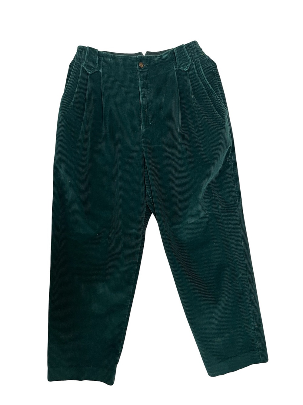 Liz Sport Sz10 High-Waist Wide Leg Deep Green Wide Wale Corduroy Pants